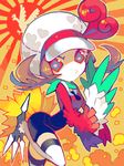  adapted_costume brown_hair feathered_wings feathers fusion gen_2_pokemon harpy hat ho-oh kotone_(pokemon) monster_girl monsterification pokemon pokemon_(creature) pokemon_(game) pokemon_hgss ribbon santou_suihei tegaki twintails wings 