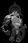 amphibian anthro armor ashcanallstars battletoads belt biceps black_and_white clothed clothing eyewear frown glasses greyscale half-dressed male monochrome muscles mutant pecs pose rash rash_(battletoads) solo sunglasses toad topless vein video_games 