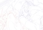  absurdres cat closed_eyes highres kyougoku_touya lineart monochrome original paw_print sleeping 