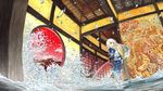  bad_id bad_pixiv_id eating highres holding ice interior japanese_clothes kimono long_hair original scenery shaved_ice solo standing sumashi very_long_hair water white_hair 