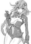  :o bad_id bad_pixiv_id blush braid breasts cleavage cleavage_cutout greyscale hair_ornament highres large_breasts long_hair miyane_aki_(radical_dash) monochrome navel neptune_(series) open_mouth purple_heart see-through solo symbol-shaped_pupils twin_braids very_long_hair 