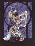  female harp heather_bruton hyena jewelry loincloth mammal musical_instrument night solo 
