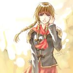  akademeia_uniform bad_id bad_pixiv_id blue_eyes braid brown_hair cinque_(fft-0) dated final_fantasy final_fantasy_type-0 kagalin signature solo tears twin_braids 