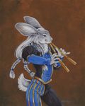  aulos brown_background heather_bruton lagomorph male mammal pigtails plain_background rabbit solo 