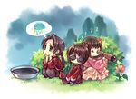  2boys axis_powers_hetalia bad_id bad_pixiv_id brown_eyes brown_hair chibi china_(hetalia) chinese_clothes flower hair_flower hair_ornament hong_kong_(hetalia) kagalin multiple_boys ponytail sleeping storm_cloud sunglasses taiwan_(hetalia) telescope watermark web_address 