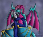  blue(floravola) breasts dragon eyes_closed eyes_open female floravola hair horn male pink_hair scalie straight wings xenos 