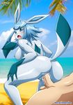  anthro anus beach blush breasts butt female from_behind glaceon human interspecies invalid_tag nipples palcomix pok&eacute;mon pokepornlive pussy seaside sex tit 