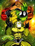  amazing amphibian anthro armor battletoads belt biceps eyewear flexing frown glasses gloves grin male muscles mutant navel pecs pimple pimple_(battletoads) pose rash rash_(battletoads) rayme3000 smile space sunglasses toad topless video_games zitz zitz_(battletoads) 
