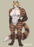  abs anthro biceps blonde_hair blue_eyes breasts dbd feline female hair invalid_tag mammal muscles muscular_female nipples nude pose pussy saber_tooth_tiger sabertooth smile smilodon solo stripes tiger 