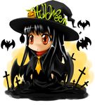  bat black_hair copyright_request cross halloween hat jack-o'-lantern kyougoku_touya red_eyes solo witch_hat 