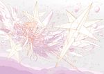  arakawa_(aintnoroom) barefoot crystal dress highres instrument legs long_hair original pink_hair wings 