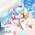  aqua_eyes aqua_hair bag character_name floating_hair happy_birthday hatsune_miku hina-uta long_hair musical_note open_mouth solo twintails very_long_hair vocaloid 