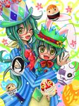  10sumika animal_ears bleach bunny_ears dual_persona easter egg eggs green_hair hat nelliel_tu_odelschwanck nnoitra_gilga wink 