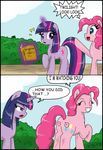  &#3232;_&#3232; ?_? book bush ciriliko comic creeper cutie_mark dialog dialogue english_text equine female feral friendship_is_magic glowing hair horn horse levitating levitation magic mammal minecraft multi-colored_hair my_little_pony pinkie_pie_(mlp) pony purple_eyes text twilight_sparkle_(mlp) unicorn video_games 