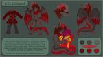  demon dragon feather feathery fluffy glowing_eyes kelushan male model_sheet red_eyes ref_sheet sheath wings 