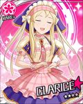  artist_request blonde_hair card_(medium) character_name clarice_(idolmaster) closed_eyes dress flower flower_(symbol) idolmaster idolmaster_cinderella_girls long_hair official_art open_mouth smile solo twintails wrist_cuffs 