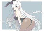  1girl anastasia_(fate/grand_order) animal_ears ass blue_eyes blush breasts bunny_ears bunny_girl bunnysuit chakku_kanda fate/grand_order fate_(series) from_behind hair_over_one_eye large_breasts long_hair pantyhose silver_hair very_long_hair 