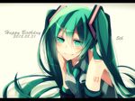  akinai_ari aqua_eyes aqua_hair bad_id bad_pixiv_id bare_shoulders dated happy_birthday hatsune_miku letterboxed long_hair looking_at_viewer smile solo twintails very_long_hair vocaloid 