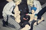  3boys anal_fingering animal aoba_(dmmd) bestiality blonde_hair blue_hair clothed_male_nude_male clothed_on_nude dramatical_murder fingering glasses group_sex lion male male_focus multiple_boys plaid plaid_pants seragaki_aoba sex snake snake_bondage spread_legs suspenders tentacles_on_male threesome trip_(dramatical_murder) virus_(dramatical_murder) yaoi 