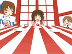  3girls animated animated_gif ekkusu_kyuuzu fork hungry kaibutsu_oujo knife lowres multiple_girls parody suigetsu waha yamato_suzuran 