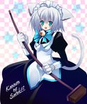  animal_ears broom cat_ears copyright_request kannon_ouji maid mop solo 