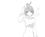  copyright_request fish goldfish greyscale houden_eizou midriff monochrome sketch solo torn_clothes 