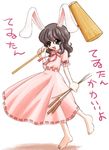  animal_ears artist_request barefoot bunny_ears hammer inaba_tewi solo touhou 