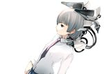  copyright_request flat_chest grey_eyes grey_hair houden_eizou necktie pleated_skirt skirt solo 