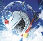  bell_collar collar cover cover_page doraemon doraemon_(character) inoue_jun'ya lowres mecha no_humans open_mouth reflection 