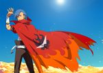  bandages blue_hair bodypaint cape kamina male_focus mikazuki solo tengen_toppa_gurren_lagann 