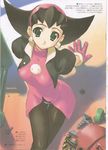  amazuyu_tatsuki black_legwear crotch_plate gloves green_eyes hair_pulled_back hairband pantyhose pink_hairband pink_skirt rockman rockman_dash skirt solo tron_bonne turtleneck 