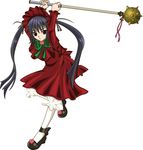  black_hair blonde_hair cosplay golf gothic kooh mace pangya parody red_eyes ribbon rozen_maiden shinku shinku_(cosplay) solo twintails weapon 