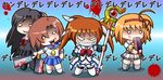  artist_request blood blood_on_face bow chibi crazy evil_grin evil_smile fingerless_gloves fuyou_kaede gloves grin hair_bow hairband hatchet higurashi_no_naku_koro_ni katsura_kotonoha lyrical_nanoha magazine_(weapon) magical_girl mahou_shoujo_lyrical_nanoha multiple_girls non-web_source nose_hatchet o_o oriental_hatchet parody raising_heart red_bow red_hair ryuuguu_rena school_days school_uniform shuffle! smile socks staff standing takamachi_nanoha thighhighs waist_cape white_devil yandere 