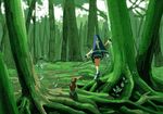  artist_request black_hair bridget_(guilty_gear) green guilty_gear hat looking_at_viewer male_focus nature otoko_no_ko outdoors plant roger roots scenery solo tree wizard_hat 