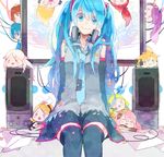  6+girls aqua_eyes aqua_hair bad_id bad_pixiv_id bare_shoulders character_name chibi cul gomi_chiri gumi hatsune_miku headphones headphones_around_neck highres ia_(vocaloid) kagamine_len kagamine_rin kaito kamui_gakupo lily_(vocaloid) long_hair looking_at_viewer megurine_luka meiko multiple_boys multiple_girls sitting skirt smile thighhighs twintails very_long_hair vocaloid 