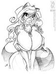  anthro avoid_posting big_breasts black_and_white breasts chloe chloe_sinclaire cleavage conditional_dnp dress female jollyjack looking_at_viewer monochrome necklace plain_background solo 
