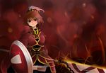  alternate_costume arano_oki armor belt hat kawashiro_mitori keyhole original red_eyes red_hair shield short_hair solo sword touhou weapon 