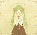  bad_id bad_pixiv_id character_name flower green_eyes green_hair hair_ribbon happy_birthday hatsune_miku hinao_(flowerrabbit2348) long_hair musical_note necktie open_mouth ribbon skirt solo twintails very_long_hair vocaloid 