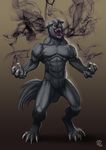  abs canine claws devias fur inert-ren male muscles riptor screaming smoke standing transformation veins wolf 