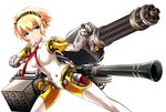  aegis_(persona) android blonde_hair blue_eyes gatling_gun gun headphones highres persona persona_3 persona_4:_the_ultimate_in_mayonaka_arena robot_joints short_hair smile solo weapon yoshimo 