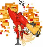  avian big_breasts blaziken blue_eyes breasts chest_tuft female fire fur handstand hanging_breasts happy hi_res kick nintendo nipples nude pixels plain_background pok&#233;mon pok&eacute;mon pussy solo talons tuft video_games wdie_hips wide_hips wolflance 