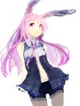  animal_ears bunny_ears legwear_under_shorts long_hair navel pantyhose purple_hair red_eyes reisen_udongein_inaba shorts sleeveless solo touhou ume_(plumblossom) very_long_hair 