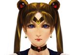  bishoujo_senshi_sailor_moon blonde_hair blue_eyes choker close-up earrings expressionless face hair_ornament heart jakuroi jewelry lips portrait realistic sailor_collar sailor_moon sailor_senshi_uniform solo tsukino_usagi twintails white_background 