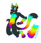  feline fur grey_fur male mammal plain_background rainbow rainbow_fur rainbow_markings solo spamcat white_background 