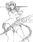  bad_id bad_pixiv_id blindfold boots breasts chain cosplay dagger drill_hair facial_mark fate/stay_night fate_(series) greyscale mahou_shoujo_madoka_magica medium_breasts monochrome renji_(orange_ize) rider rider_(cosplay) solo thigh_boots thighhighs tomoe_mami twin_drills twintails weapon 