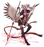  albino animal_ears ars_goetia black_legwear black_panties cat_ears cat_tail full_body grey_skin kyousaku mygrimoire necktie panties red_eyes short_hair shorts sitri_(mygrimoire) smile solo staff tail thighhighs underwear white_background white_hair wings wrist_cuffs 