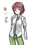  amputee color_guide green_eyes katawa_shoujo necktie pants raide red_hair school_uniform short_hair solo tezuka_rin 