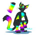  crouching feline fur grey_fur male mammal plain_background rainbow rainbow_fur rainbow_markings solo spamcat white_background 