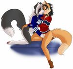  anthro canine cheerleader dog female fox french_kissing kissing lesbian male tongue 