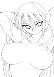  absurdres breasts greyscale highres large_breasts lineart long_hair lyrical_nanoha mahou_shoujo_lyrical_nanoha mahou_shoujo_lyrical_nanoha_a's monochrome nipples reinforce sakura_ryuuken solo topless 